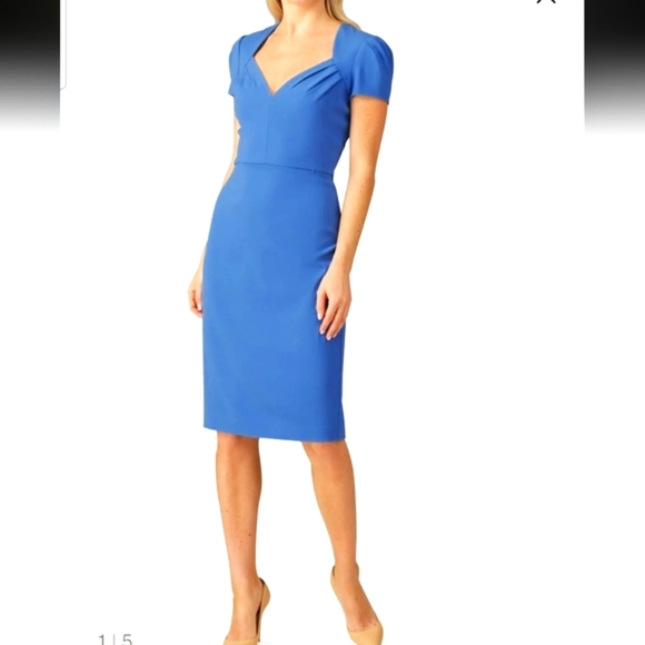 BADGLEY MISCHKA  Regatta Blue Sheath Midi Dress. Size 4 NWT - Picture 1 of 15